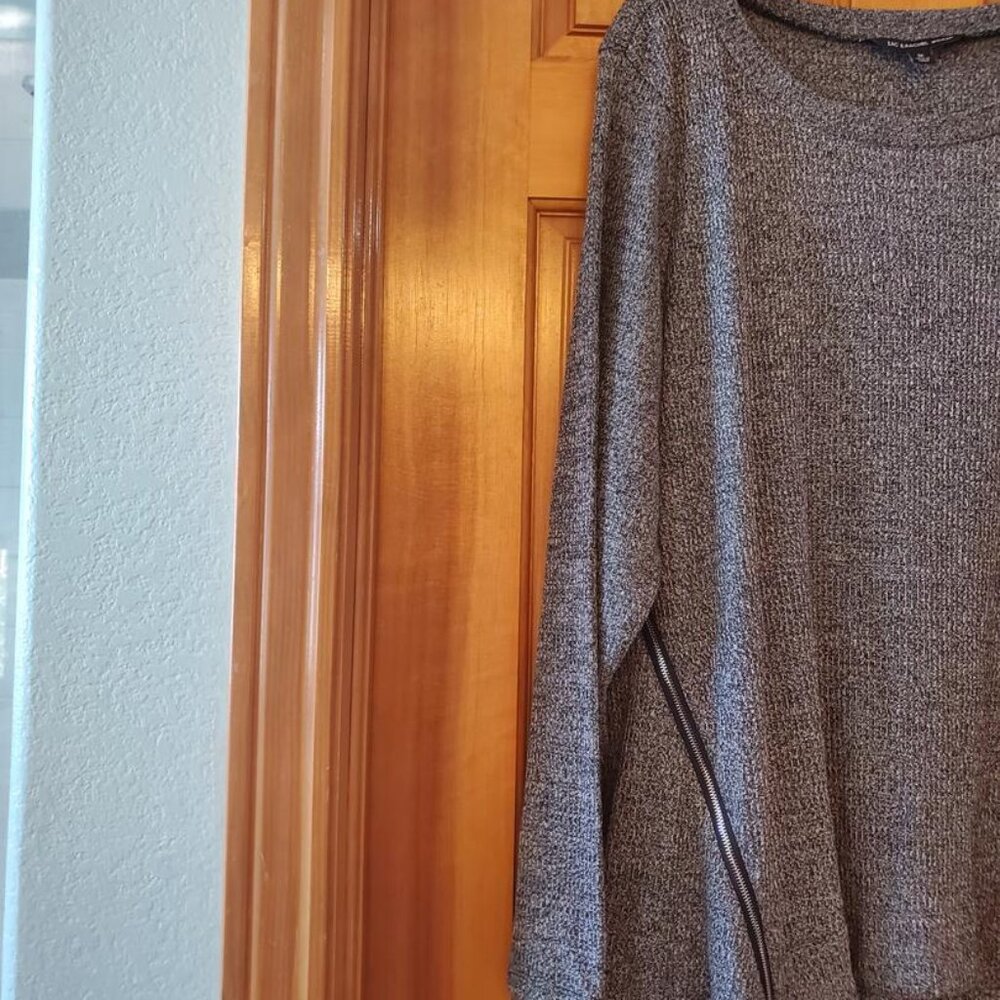Zac & Rachel Woman Heather Black Zipper Knit Pullover Size 3X - Picture 8 of 12